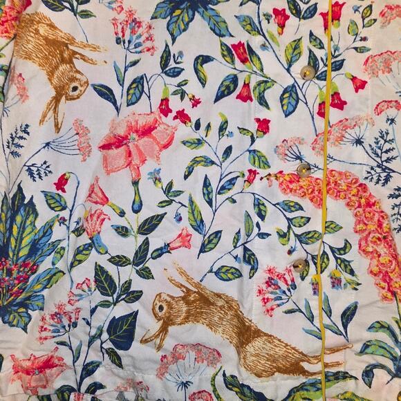 Anthropologie x Kelly Louise Judd Fable Flannel Pajama Set Floral White Multi M - Picture 8 of 11